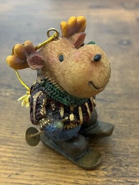 Small Skiing Moose Christmas Ornament